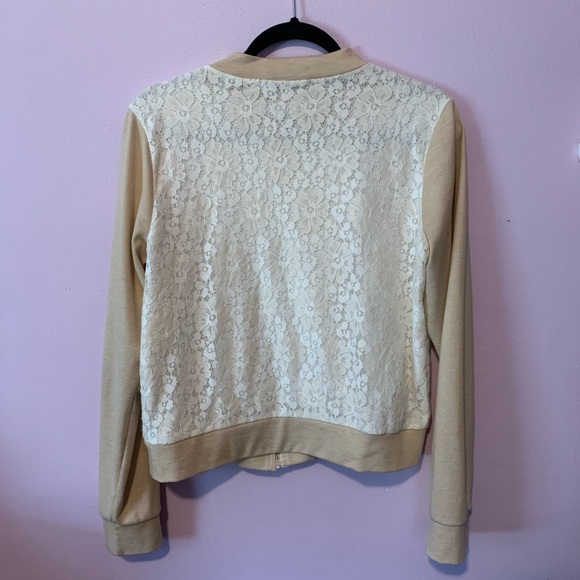 Tan Lace Zip-Up Jacket - Picture 3 of 3